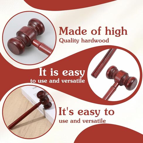 2 Pcs Brown Handmade Wooden Judge Gavel, Vintage Auction Courtroom Judge Hammer Gavels Mallets for Cosplay Lawyer Justice Costume Props and Clothing Accessories, Office Desk and Workspace Organizers in Saudi Arabia