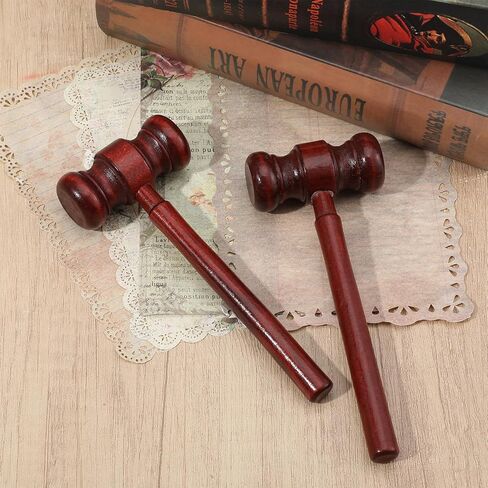2 Pcs Brown Handmade Wooden Judge Gavel, Vintage Auction Courtroom Judge Hammer Gavels Mallets for Cosplay Lawyer Justice Costume Props and Clothing Accessories, Office Desk and Workspace Organizers in Saudi Arabia