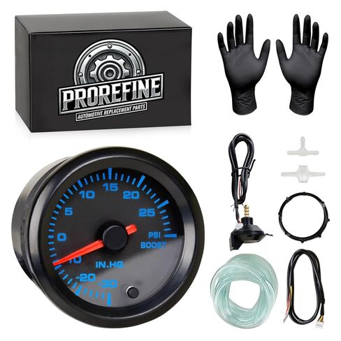 Turbo Boost/Vacuum Gauge Kit 7 Color 30 PSI 2-1/16" 52mm Includes Mechanical Hose T-Fitting & Wiring for Car Truck in Saudi Arabia