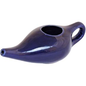 ANCIENT IMPEX Ceramic Neti Pot for Nasal Cleansing with 5 Sachets of Neti Salt | Compact and Travel-Friendly Design | Natural Remedy for Infection, Sinus and Congestion (Violet)