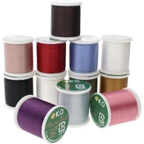 KO Thread, Nylon Beading Thread, Apple Green Color, Japanese Pre-Waxed 100% Nylon, 330TEX, Tangle Resistant Knotting Cords, 50 Meters, Box of 12 - Use for Seed Bead Projects, Loom Work, Bead Weaving