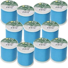 KO Thread, Nylon Beading Thread, Apple Green Color, Japanese Pre-Waxed 100% Nylon, 330TEX, Tangle Resistant Knotting Cords, 50 Meters, Box of 12 - Use for Seed Bead Projects, Loom Work, Bead Weaving