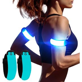 KOSKILL LED حزام يد للجري قابل لإعادة الشحن عبر USB (عبوتان)، سوار معصم عالي الوضوح للعدائين، الركض، أصحاب الحيوانات الأليفة، راكبي الدراجات، أساور عاكسة مقاومة للماء قابلة للتعديل للجري الليلي، المشي