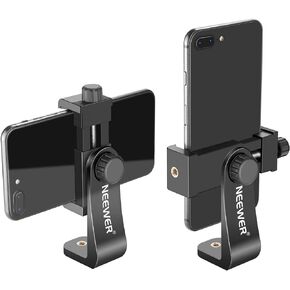 Neewer Smartphone Holder Vertical Bracket with 1/4-inch Tripod Mount - Phone Clip Tripod Adapter Compatible with 13/13 Pro/13 Pro Max/13 Mini/12/11 Pro Max/X/XR, Galaxy S20+/S20, Huawei P40 Pro, etc.
