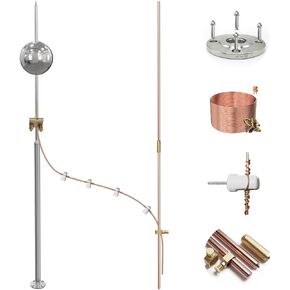 Lightning Dissipation System,6.3ft Industrial Lightning Rod Grounding Kit Great for House Roof,Power Plants, Signal Tower,and Farm Land (75 Inch (1900mm), EAVE Mount)
