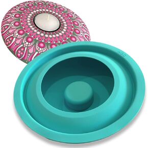 Silicone Tea Light Holder Mold for Dotting Mandala Art - Happy Dotting Company - Round Shape - Tealight Candle Molds for Cement Casting - DIY & Creative Projects - Dotting and Mandala Art