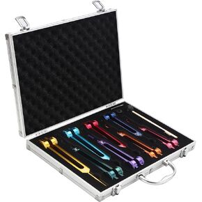 LeSage Chakra Fork Tuning Set Weighted Tuning Forks for Healing Yoga,Meditation Sound Healing Instruments 8 Color Solfeggio Tuning Fork Set
