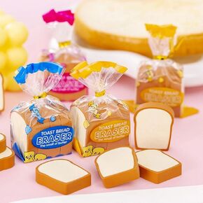 Kawaii Toast Bread Eraser, Cute Pencil Eraser Stationery 3D Bread Eraser Cartoon Pencil Eraser Sketching Tools Drafting Supply for Painters Artists Gift Office and School Supplies