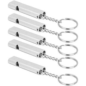 Bnineteenteam Survival Whistles,Aluminum Alloy Dual Tubes Whistles with Keychain for Emergency Survival(5pcs)