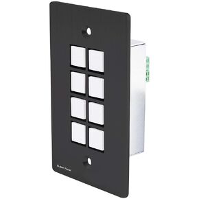 J-Tech Digital 8-Button Control Panel Wall Plate with Programmable LED Buttons, RS-232, RS-458, Relay and IR Control (JTD-P8B), Black Color