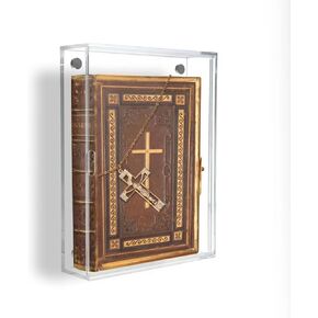4mm Thick Book Display Case,Book Protector Case for Bible,Acrylic Wall Mount Vertical Display Case with Sliding Door,Table Top Bookcase for Collectible Books, DVD, VHS.Inside dimension10.6x7.8x1.9''