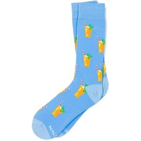 Men's Alynn Light Blue Mint Julep Cocktail Horse Derby Day Racing Race Novelty Crew Dress Socks