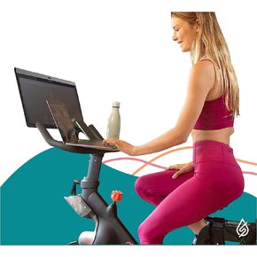 طاولة مكتب SELINA لدراجة Peloton لأجهزة الكمبيوتر المحمول والكمبيوتر اللوحي والهاتف والمزيد | صينية أكريليك شفافة ممتازة متوافقة مع ملحقات Peloton Bike القياسية (قياسية للدراجة)