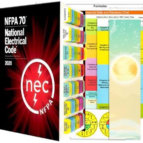 Index Tabs for 2020 NEC Code Book (Color Coded) 114 Laminated Waterproof NEC Tabs for National Electrical Code 2020 Edition, 6 Blank Tabs with 2 Ohm's Law Stickers and Wire Chart with Formula Guide