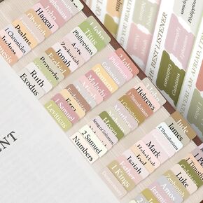FINPAC Bible Index Tabs, Bible Old and New Testament Tabs, 75 Tabs Including 66 Named & 9 Blank Tabs, Laminated Bible Chapter Tabs for Women Men Book Study Journaling, Boho Theme