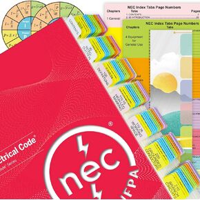 2020 NEC Code Book Tabs (Book not Included), 114 Printed NEC Tabs with 6 Blank Tabs, Color-Coded and Laminated, with Wire Chart & 2 Ohm's Law Stickers