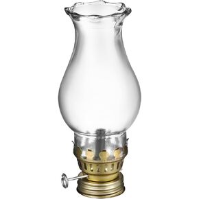 Hemobllo Oil Lamp Chimney - 1 Set Oil Lamp Shade with Oil Lamp Burner Oil Lamp Globe Replacement Clear Glass Chimney for Oil Lamp Kerosene Lamp Shade Glass Oil Lamp Shade