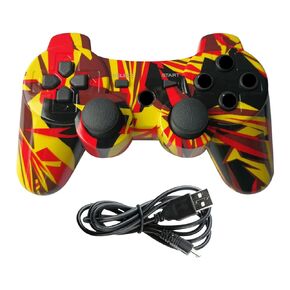 Linkshare wireless controller for ps3, double vibration bluetooth gamepad remote for playstation 3 with Charging Cord (camo red)