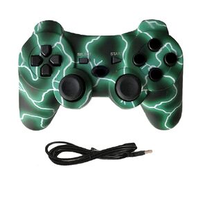 Linkshare wireless controller for ps3, double vibration bluetooth gamepad remote for playstation 3 with Charging Cord (electric green)