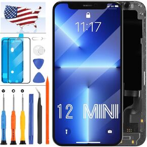 A-MIND for iPhone 12 Mini Screen Replacement, 5.4 inch for iPhone 12 Mini LCD Display 3D Touch Screen Digitizer Assembly with Repair Tool Kits and Tempered Glass Screen Protector