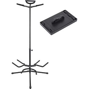 استوديوهات سانتفيلد - حامل جيتار ثلاثي - مثالي لحمل ما يصل إلى 3 جيتار كهربائي أو صوتي - كامل مع مزيل الغبار بسلسلة الجيتار in Kuwait