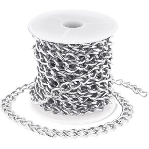 16.4 Feet Gold Chain for Crafts Gold Chain Roll Plated Brass Curb Chain Twisted Chunky Link Chains with Spool for Jewelry Making Link Chains Roll for Bracelet Necklace