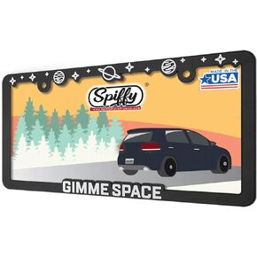 Spiffy Space License Plate Frame Holder Bracket Gimme Space with Planets and Stars for All US/CAN Vehicles | Made in The USA | Cute Star Themed Frames | Cool Raised Galaxy | Slim and Lightweight