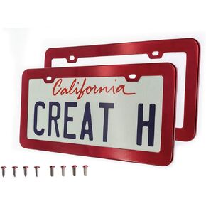 2PCs Creathome Stainless Steel License Plate Frames with Barbie Pink Color