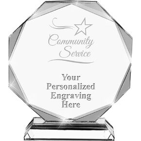 Community Service Crystal Awards, 6.75" Custom Service Award with Engraving Included Prime
