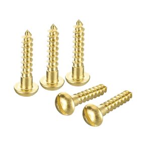uxcell Wood Screws M4 x 35mm Slotted Round Head Brass Self-Tapping Screw Woodworking Screw 20 Pcs