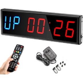 Gym Timer 3 Inch Clock Fitness Home Tabata Boxing Count Down and Up with Remote (Blue Red)