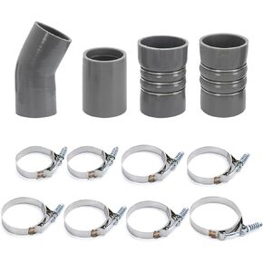 PTHNZ Turbo Intercooler CAC Boots Clamps Kit Compatible For 03-07 Ford F250 F350 F450 F550 6.0L Powerstroke Diesel (Grey)