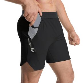 BROKIG Men's Inpocket Lightweight Gym Shorts,5" Linerless Athletic Side Slit Workout Shorts Men Quick Dry Elastic Waist