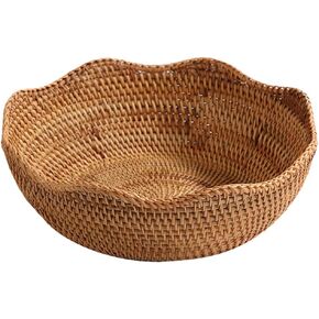 I-lan Rattan Fruit Basket, Pistachio Nut Bowl, 11.8 inch Large Fruit Bowl,Mature Rattan Hand Made