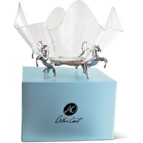 Arthur Court Designs Aluminum Metal Horse Stand with Acrylic Serving Bowl 14 Diameter x 12.5 inch Tall