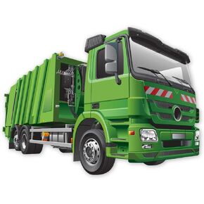 StikArt Repositionable Shiny Green Rear Loading Garbage Truck Wall Decal (10-inches H by 14 inches W)