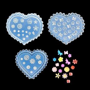 Exquisite Floral and Bow Nail Art Mold Set Nail Carving Mold Resin Casting Mold– 3D Depth, Multiple Designs, Suitable for Epoxy Resin UV Resin Polymer Clay (Pack 13)