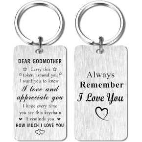 Jzxwan Godmother Keychain Gifts, I Love You God Mother Gifts, Appreciate God Mom Birthday Gifts Mothers Day Christmas Key Chain, Godmom Xmas Present