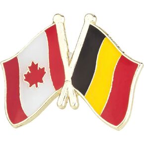 Canada Canadian National Flag Crossed Flags Friendship Love Alliance Allies 1" Enamel Pin