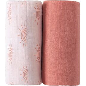 Viviland Muslin Swaddle Blankets, Swaddle Wrap for Boys and Girls, Breathable and Skin-Friendly Baby Receiving Blankets, Baby Essentials, 4-Pack Flowers & Heart, 47 x 47 inches in Saudi Arabia