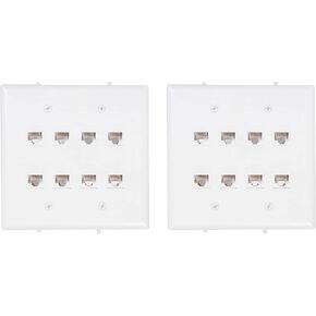 لوحة حائط من أنثى إلى أنثى من إيثرنت Cat6 من نقطة المشتري | مدرج في قائمة UL، 8 منافذ، 2 عصابة، لا يتطلب صندوق حائط، مثالي لاتصال البيانات عالي السرعة في العمل أو المنزل (أبيض) - حزمة واحدة in Kuwait