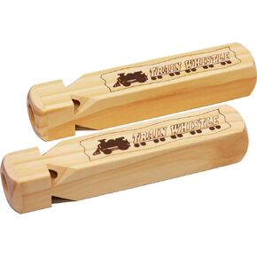 Crystaljun 2 PCS-Wooden Train Whistle Musical Toy for Kids (4 Tone),Theme Birthday Decorations, Goodie Bag Filler, Stocking Stuffers,Train Party Favors, Small Game Prizes, Noisemakers.
