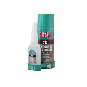 لاصق سريع للحجر والرخام Akfix 710 (1.76 أونصة) مع منشط (6.70 أونصة سائلة) [لاصق فائق الشفاف ورذاذ مسرع]