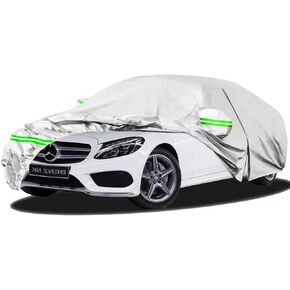 for Mercedes Benz S-Class S250 S300 S350 S400 2004-2023 S450 Car Cover,Sun Rain UV Dust Snow Protection Outdoor Cover,Waterproof 190T All Weather Car Covers with Zipper Door
