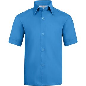 Boy's Short Sleeve Button Down Dress Shirt - NO Pocket - Wrinkle Free