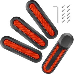 Ainiv 2X Electric Scooter Rear Side Wheel Cover & Reflective Set for Xiaomi M365 1S Essential Pro2- Replacement Spare Parts for E-Scooter, Red