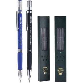 MyLifeUNIT 22 Pcs 2.0 mm Mechanical Pencils Set, 8 Pcs Lead Pencils with 10 Case Lead Refills 2B, HB Black & Colors, 2 Pcs Erasers and 2 Pcs Sharpeners for Drawing, Sketching and Drafting