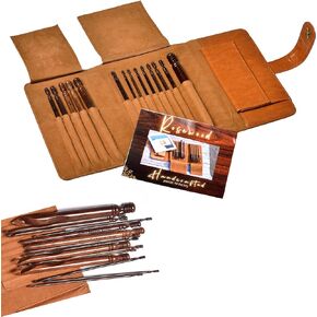 Handcrafted Rosewood Crochet Hook Set of 13 | with Permanent Size Laser Marking| Smooth Satin Finish. with a Beautiful Case|