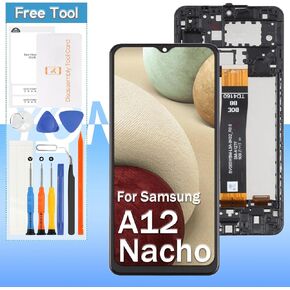 Yondista for Samsung Galaxy A12 Nacho Screen Replacement SM-A127F/DSN, SM-A127F/DS, SM-A127F, SM-A127M, SM-A127U 6.5“ LCD Display Touch Digitizer Glass Assembly - Black with Frame - Tools