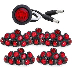 MADCATZ 3/4 Inch Side Marker Light Mini Round with Grommets & Plug 3 LED for Truck Lorry Trailer Boat 12V DC Amber Light/Lens.